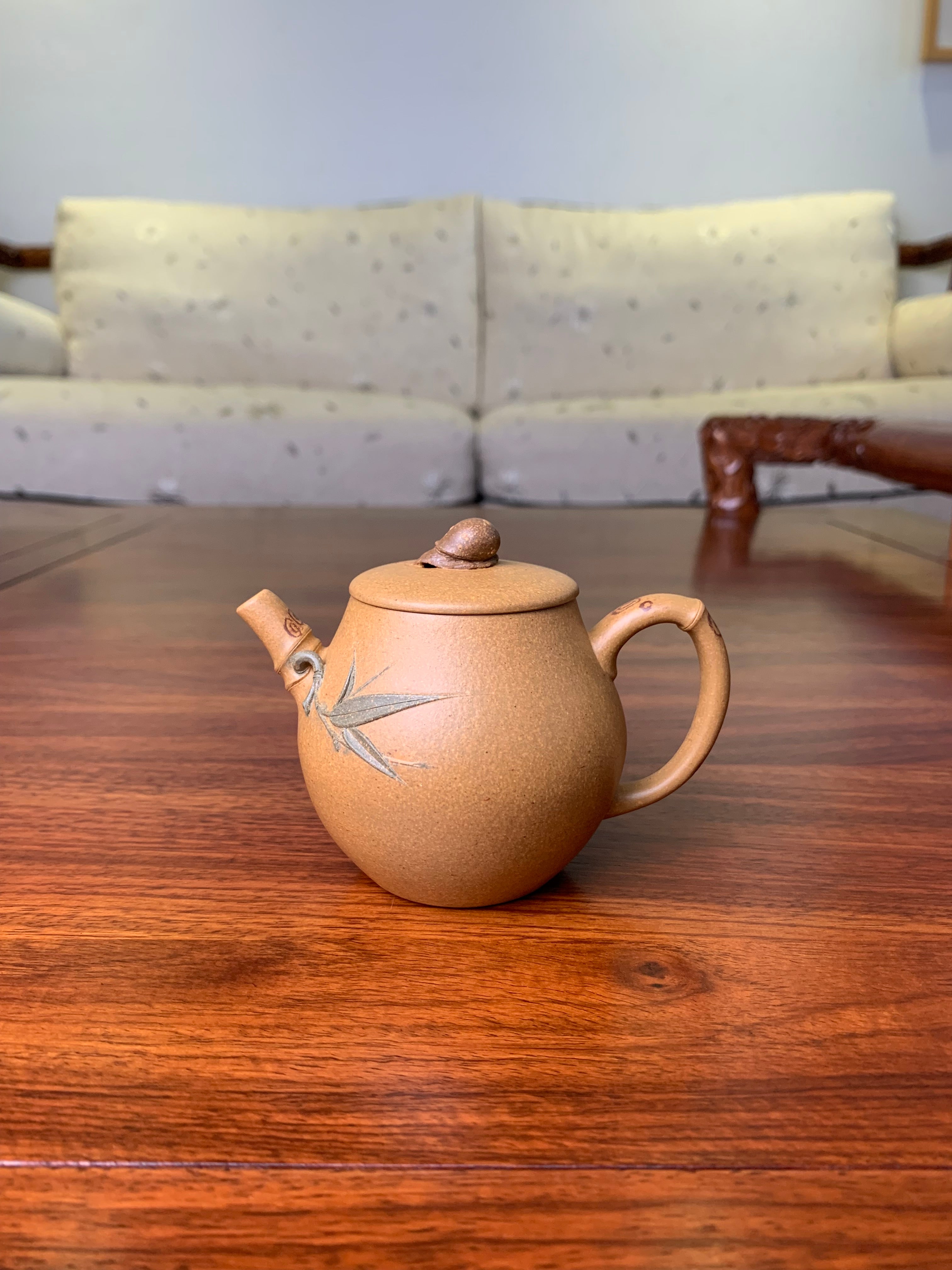 Handmade pottery teapot snail teapot fully handmade front